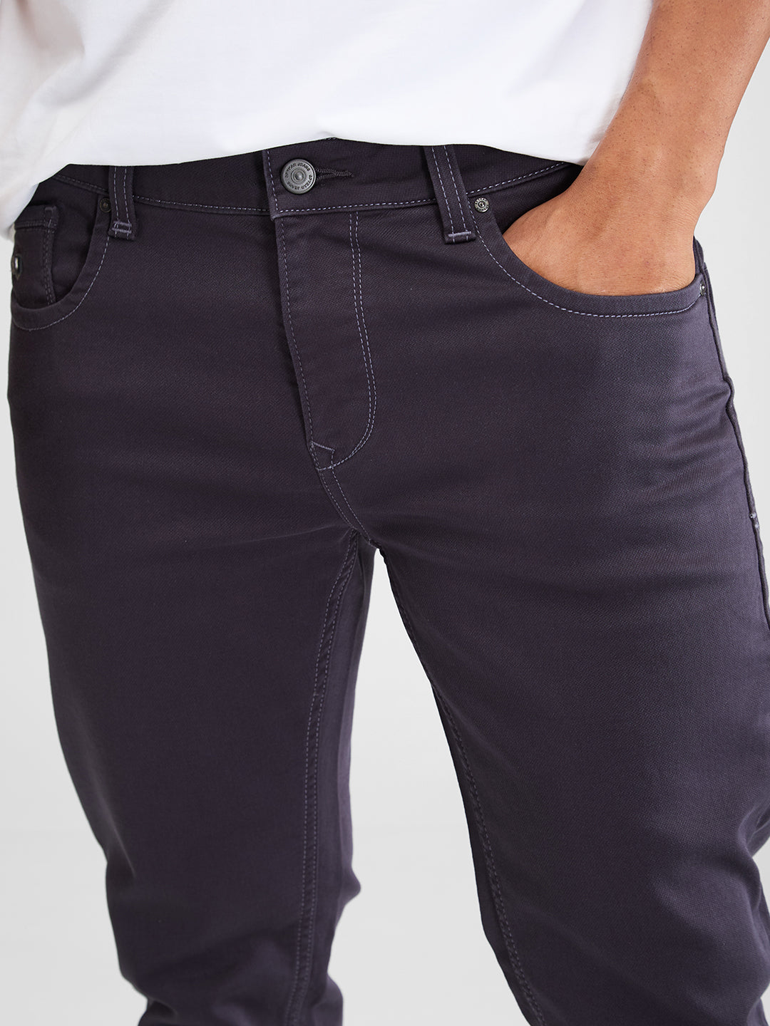Men Kano Jeans Slim Fit Grey Low Rise