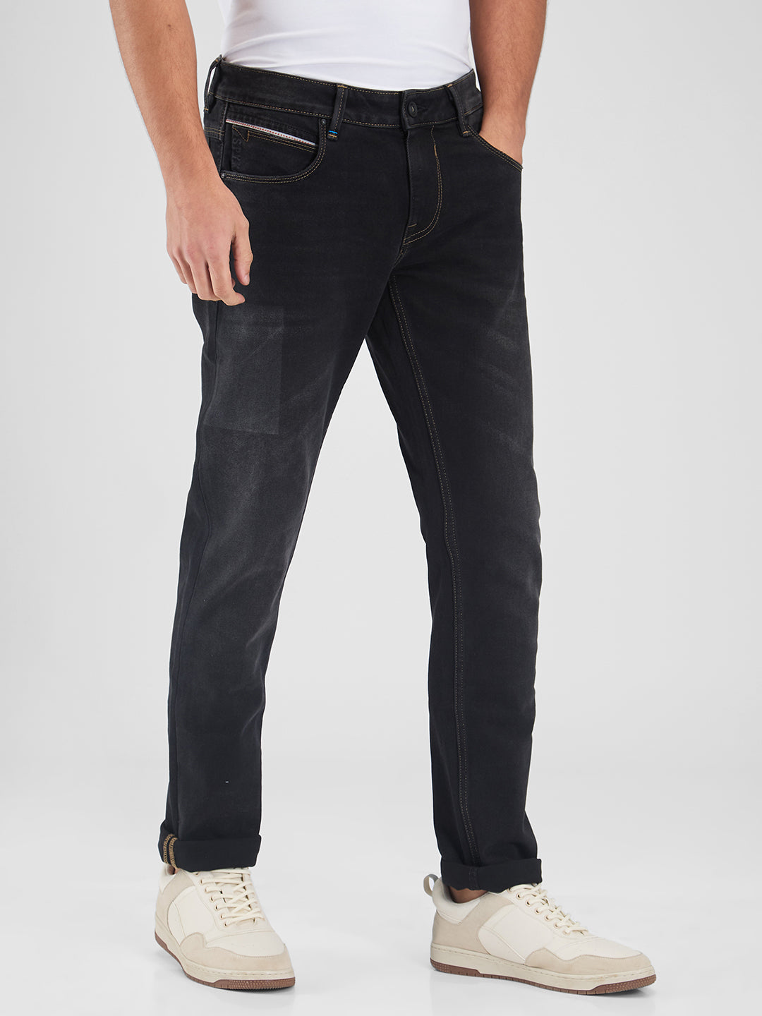 Spykar Black Skinny Slim Fit Low Rise Jeans For Men