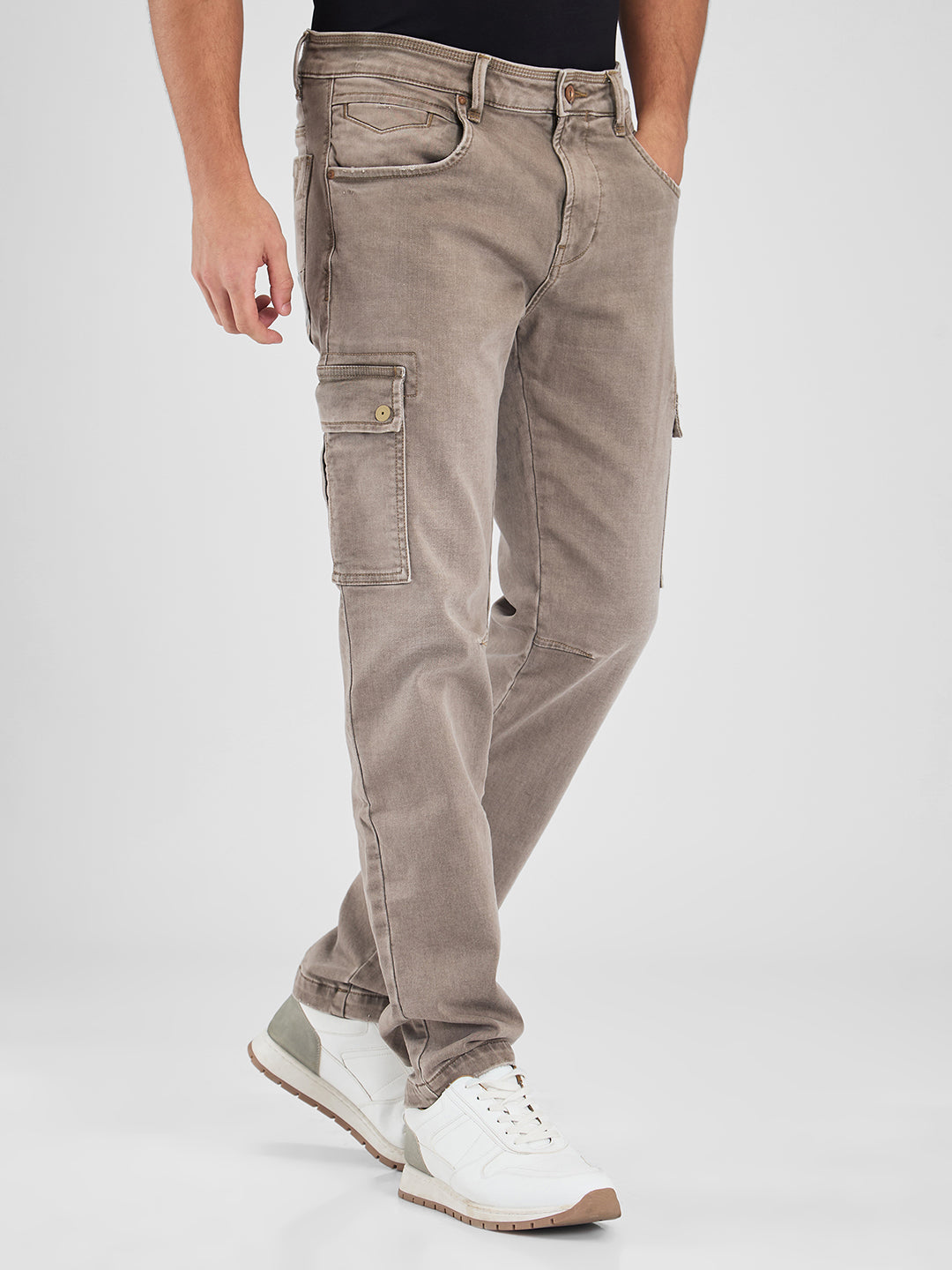 Spykar Brown Regular Fit Mid Rise Jeans For Men