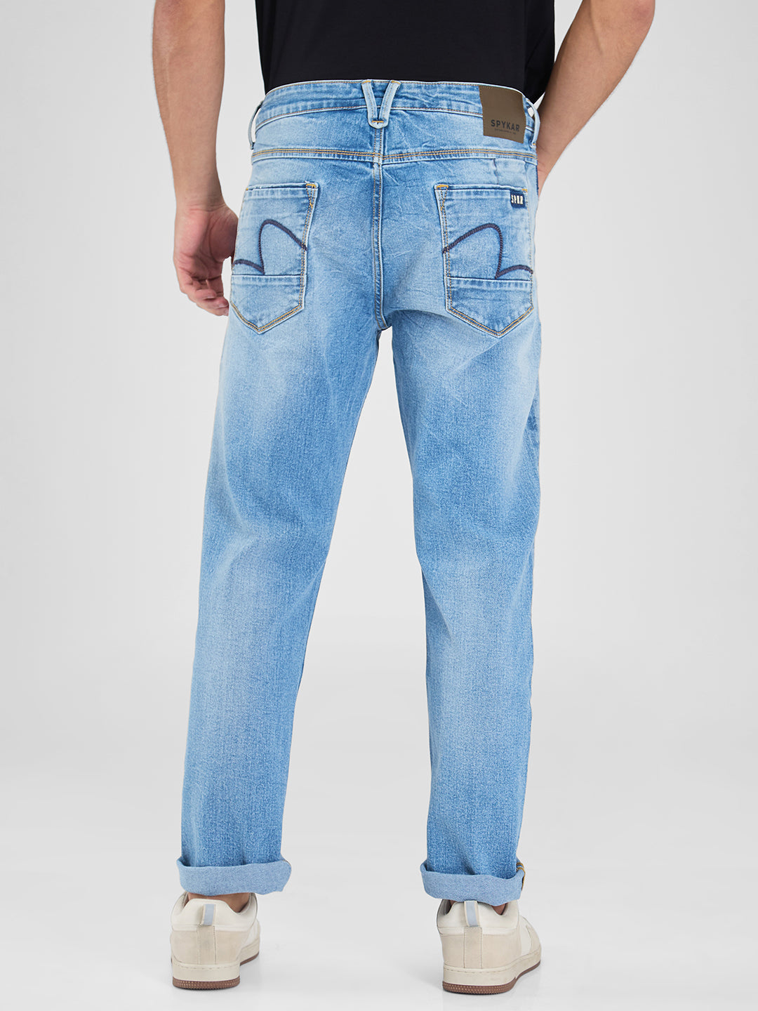 Spykar Blue Regular Fit Mid Rise Jeans For Men