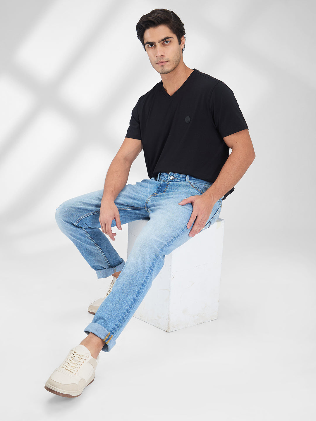 Spykar Blue Regular Fit Mid Rise Jeans For Men