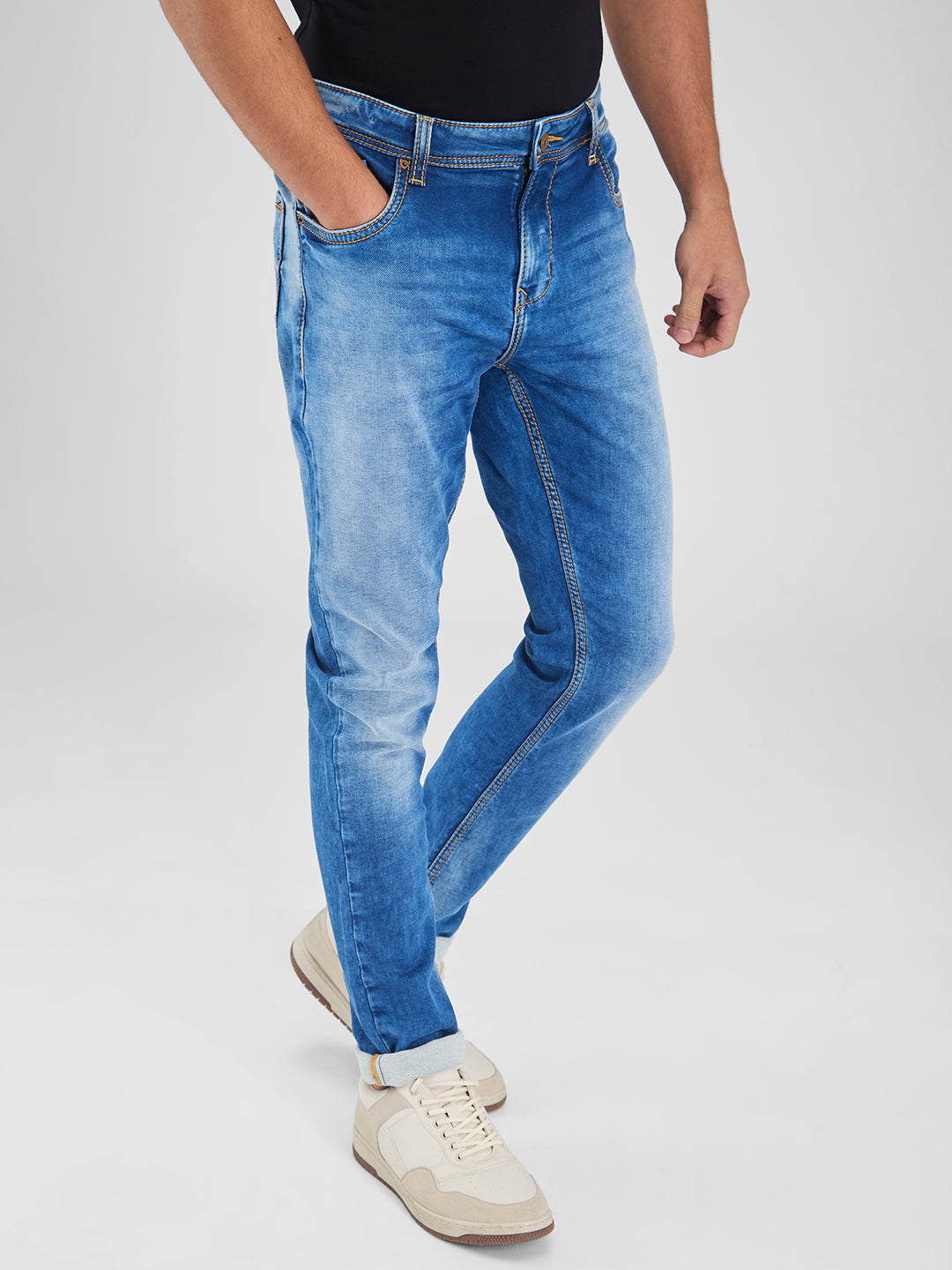 Spykar Blue Skinny Slim Fit Low Rise Jeans For Men