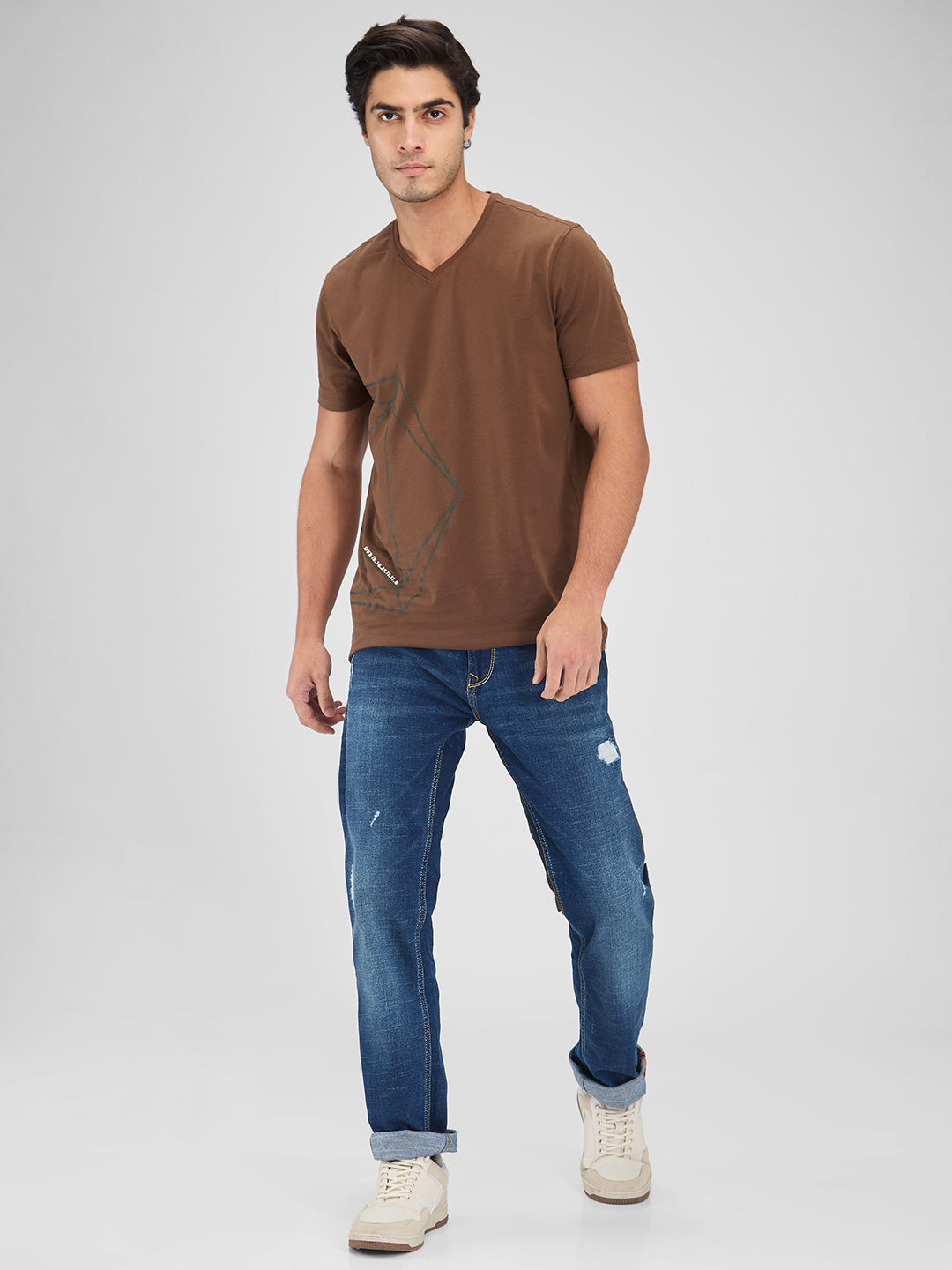 Spykar Blue Regular Fit Mid Rise Jeans For Men