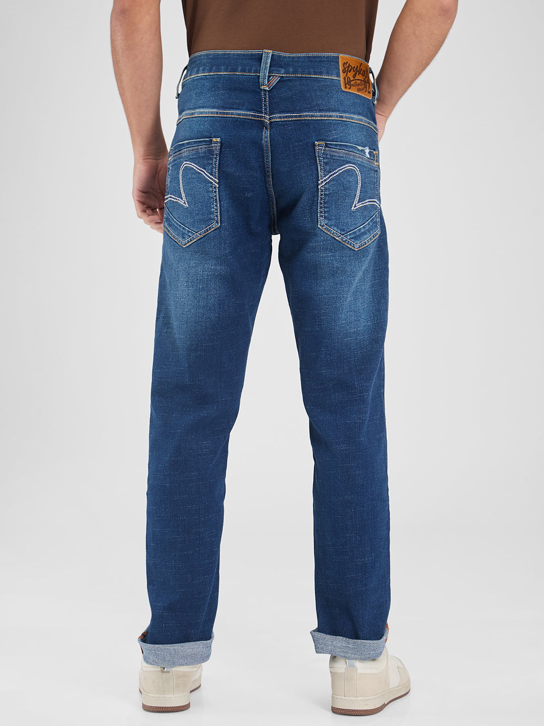 Spykar Blue Regular Fit Mid Rise Jeans For Men