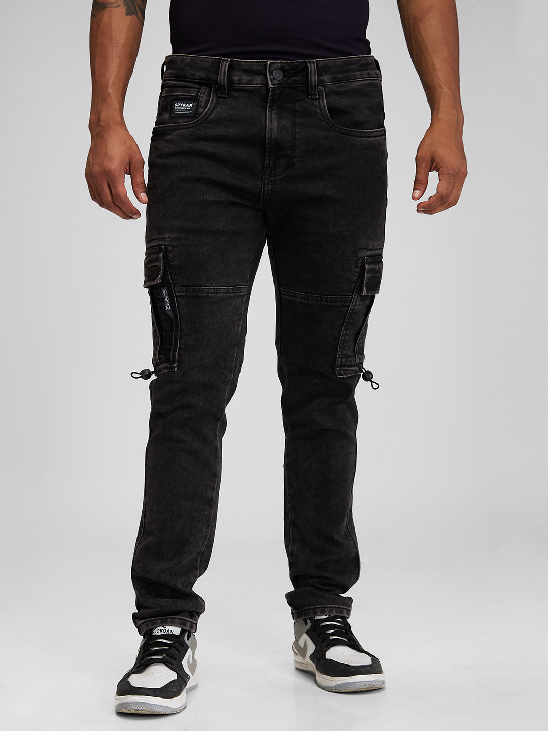 Spykar Black Regular Fit Mid Rise Jeans For Men