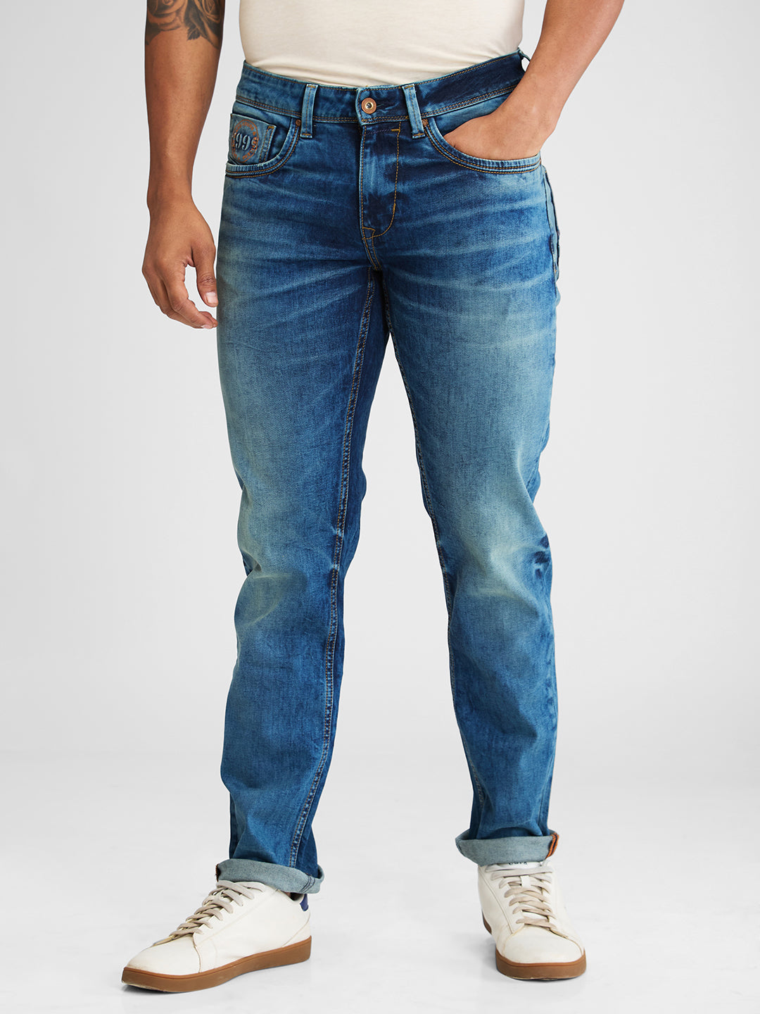 Spykar Blue Skinny Slim Fit Low Rise Jeans For Men