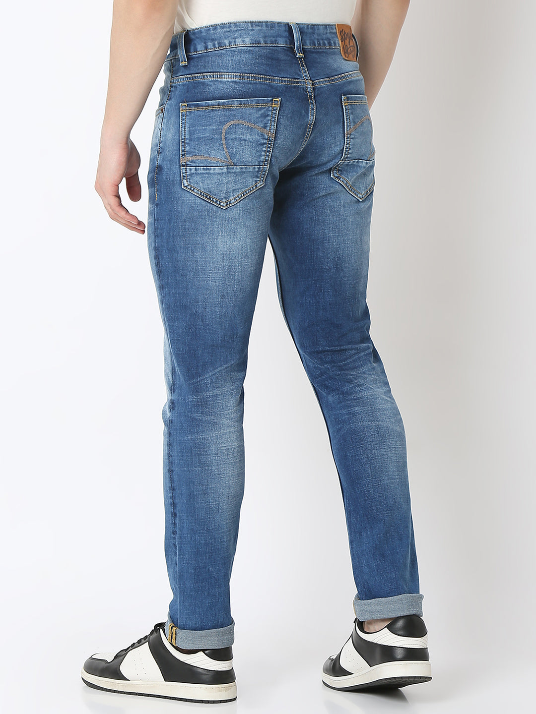 Spykar Dark Blue Low Rise Slim Fit Jeans For Men