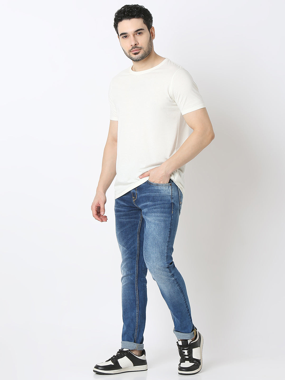 Spykar Dark Blue Low Rise Slim Fit Jeans For Men