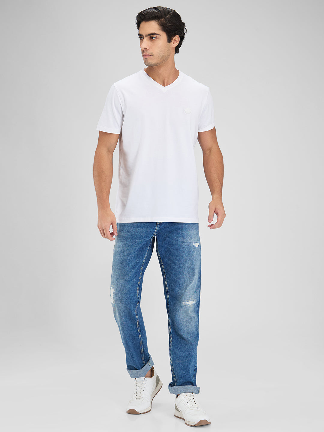 Spykar Blue Comfort Fit Mid Rise Jeans For Men