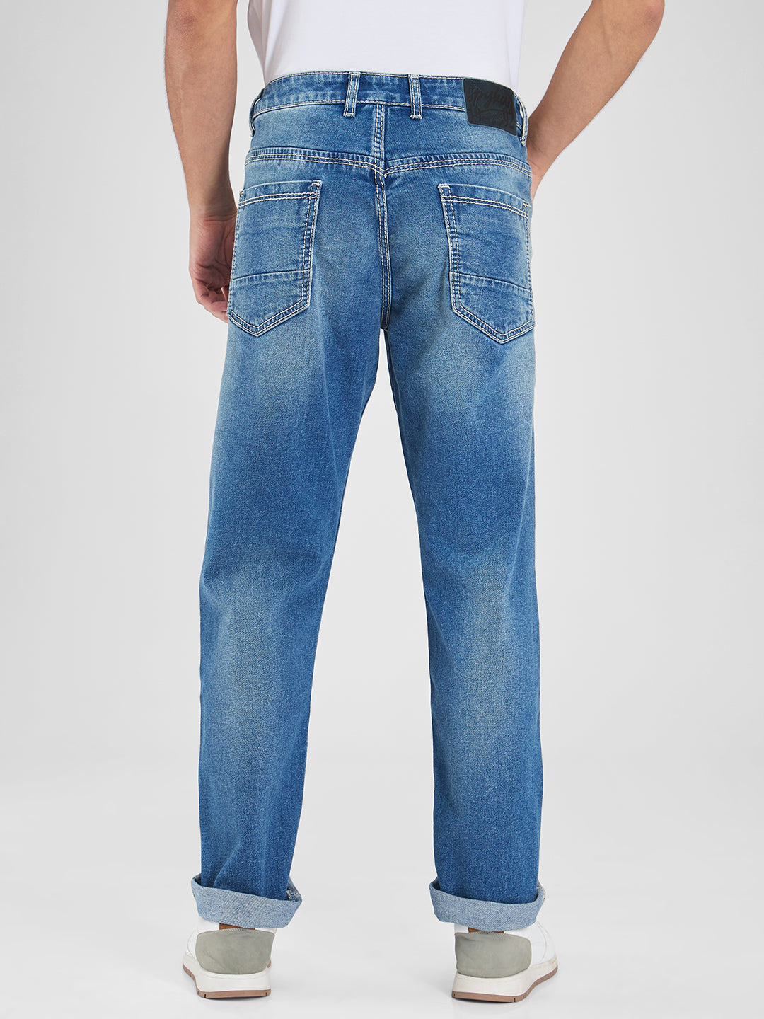 Spykar Blue Comfort Fit Mid Rise Jeans For Men