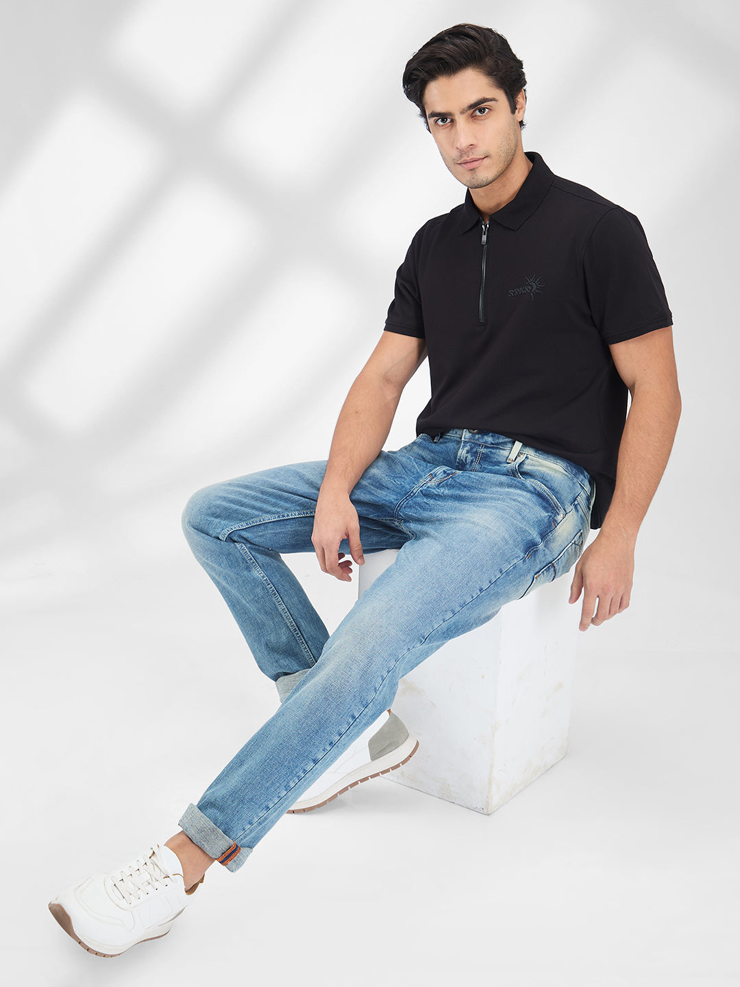 Spykar Blue Comfort Fit Mid Rise Jeans For Men