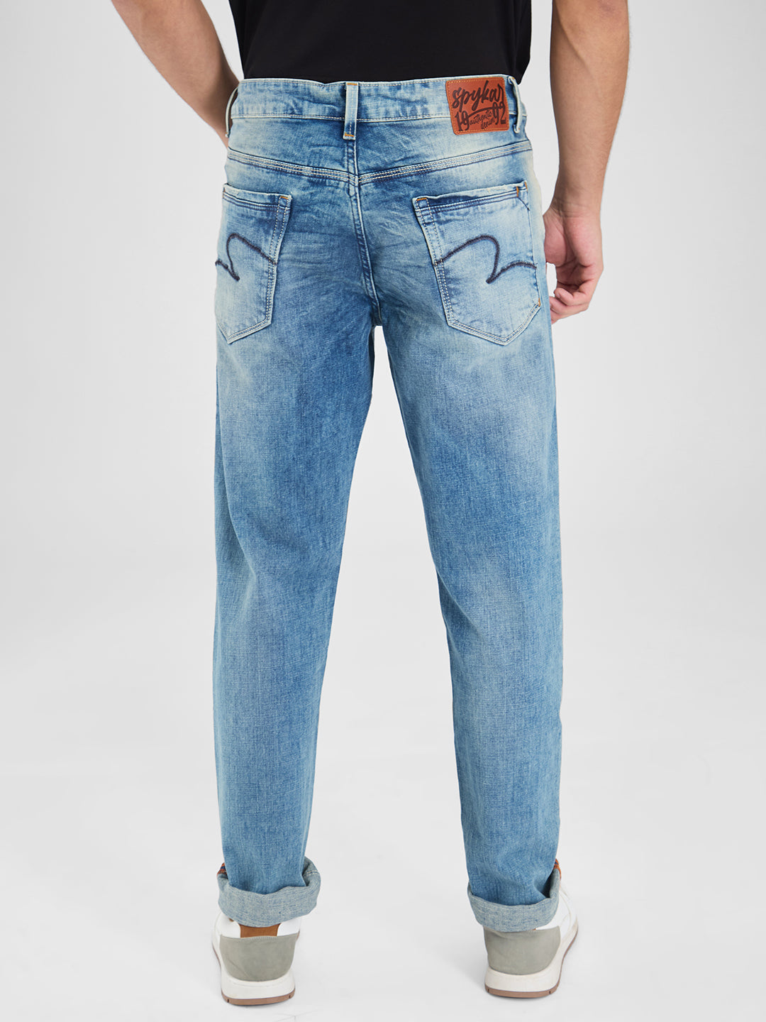 Spykar Blue Comfort Fit Mid Rise Jeans For Men