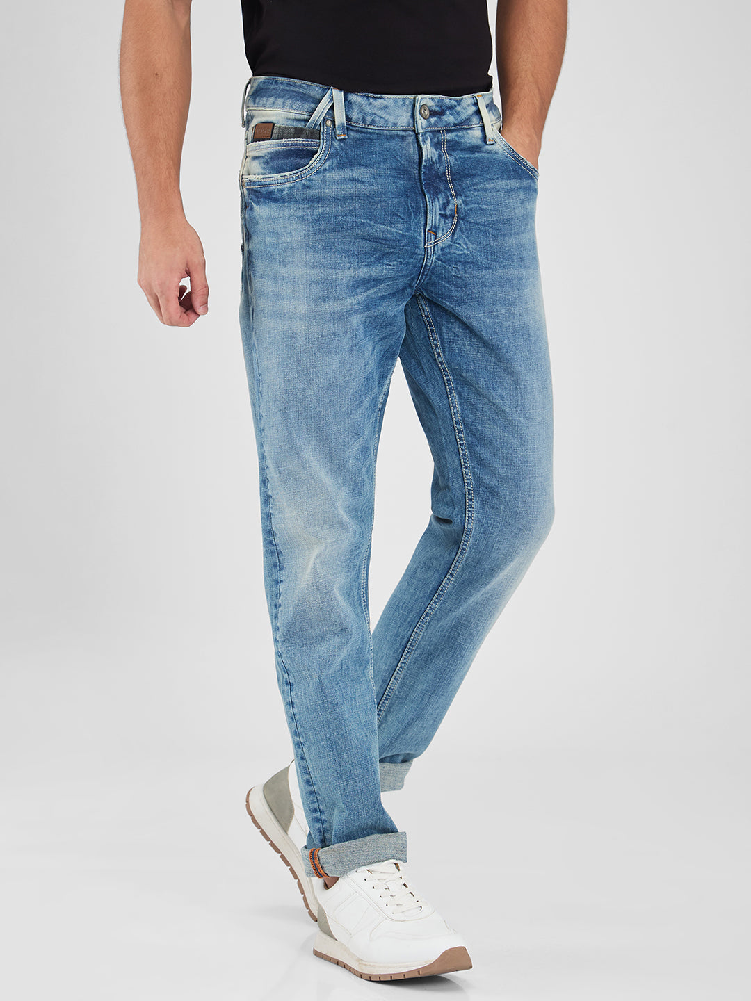 Spykar Blue Comfort Fit Mid Rise Jeans For Men