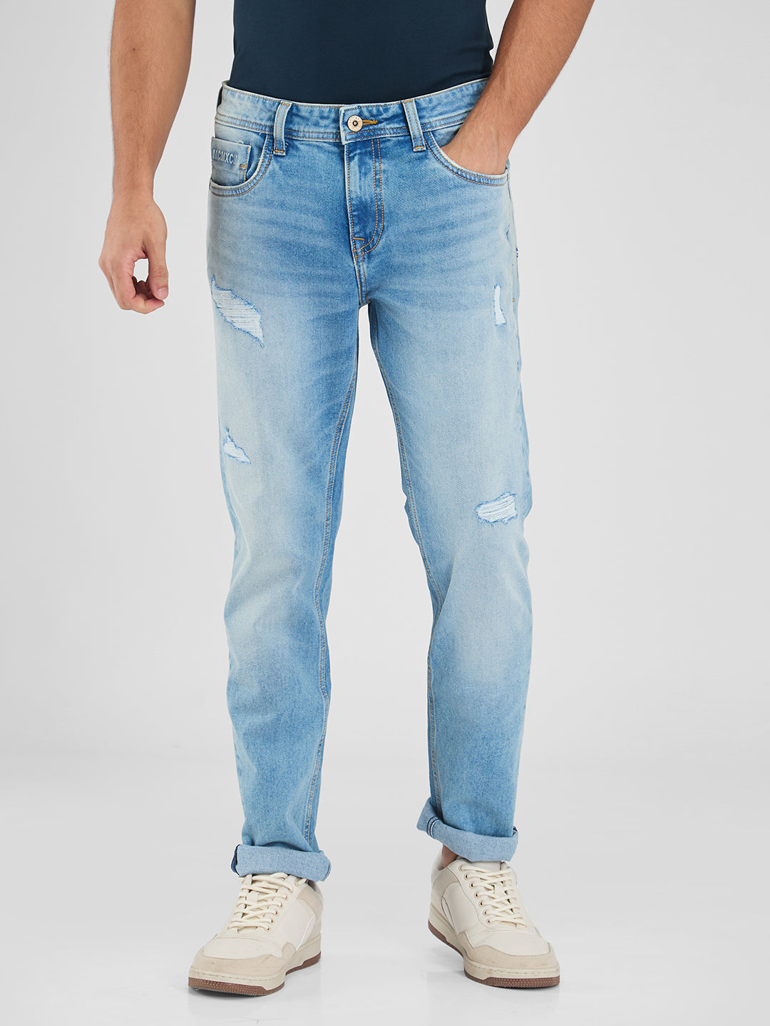 Men Jeans Skinny Slim Fit Blue Low Rise