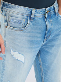 Men Jeans Skinny Slim Fit Blue Low Rise