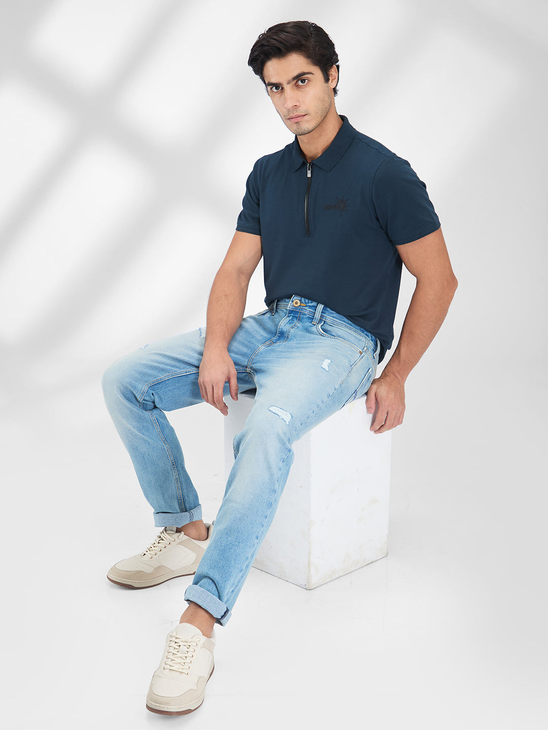 Men Jeans Skinny Slim Fit Blue Low Rise