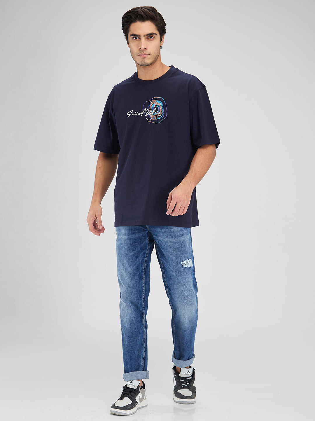 Men Jeans Regular Fit Blue Mid Rise