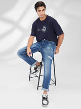 Men Jeans Regular Fit Blue Mid Rise