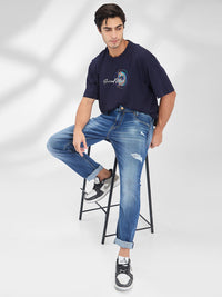 Men Jeans Regular Fit Blue Mid Rise