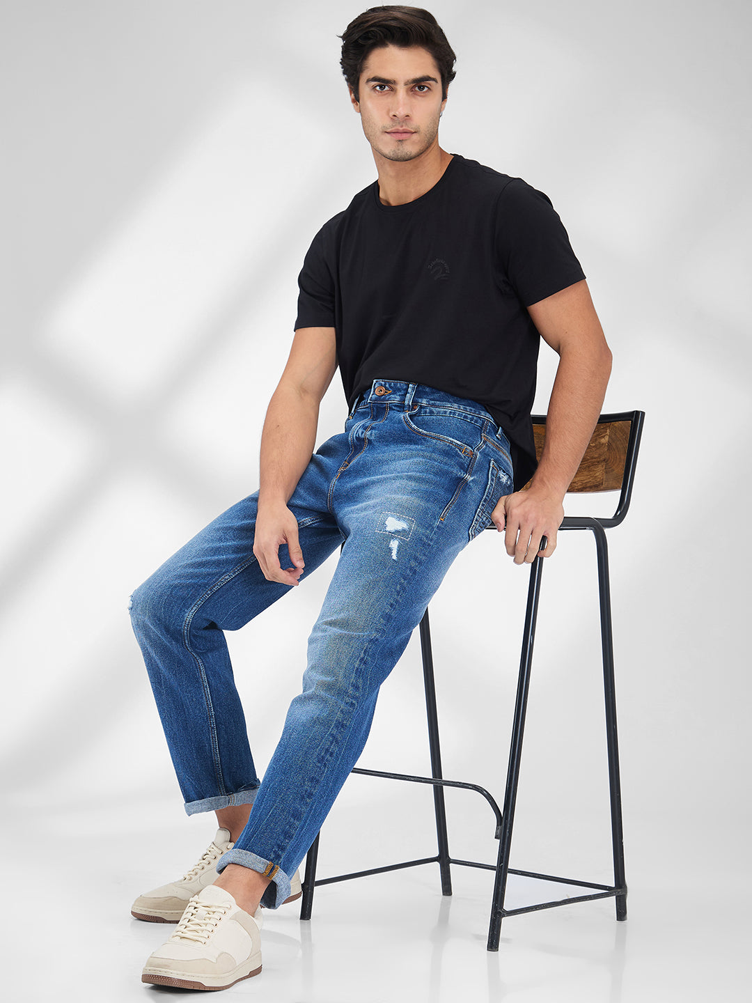 Spykar Blue Comfort Fit Mid Rise Jeans For Men