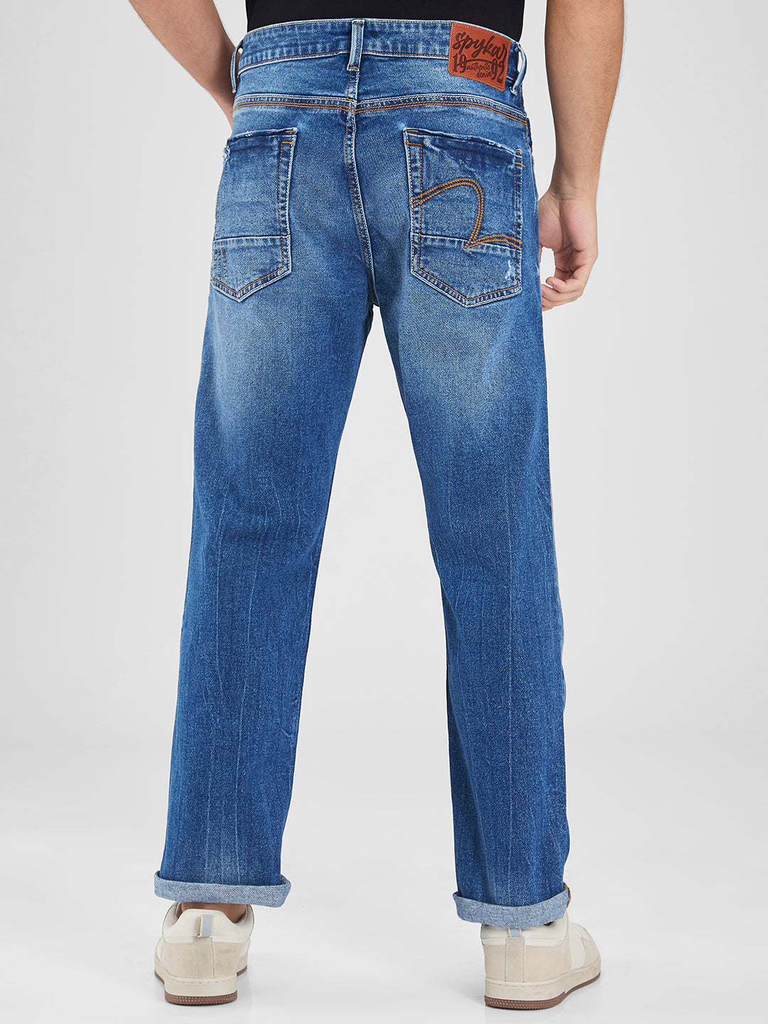 Spykar Blue Comfort Fit Mid Rise Jeans For Men