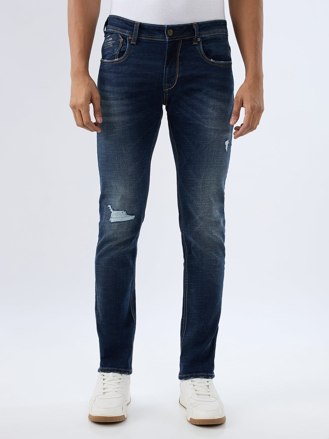 Men Kano Jeans Slim Fit Blue Low Rise