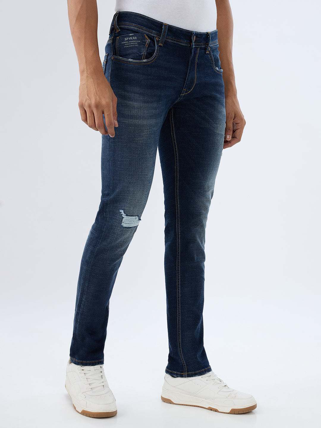 Spykar Dark Blue Slim Fit Low Rise Jeans For Men