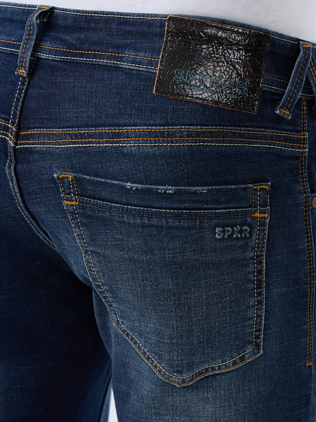 Spykar Dark Blue Slim Fit Low Rise Jeans For Men