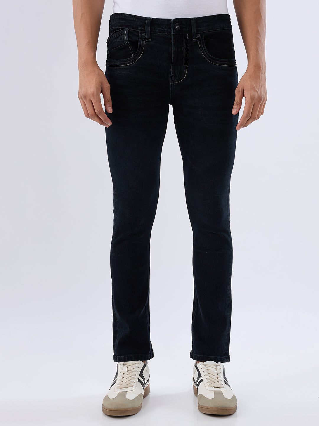 Spykar Black Slim Fit Low Rise Jeans For Men