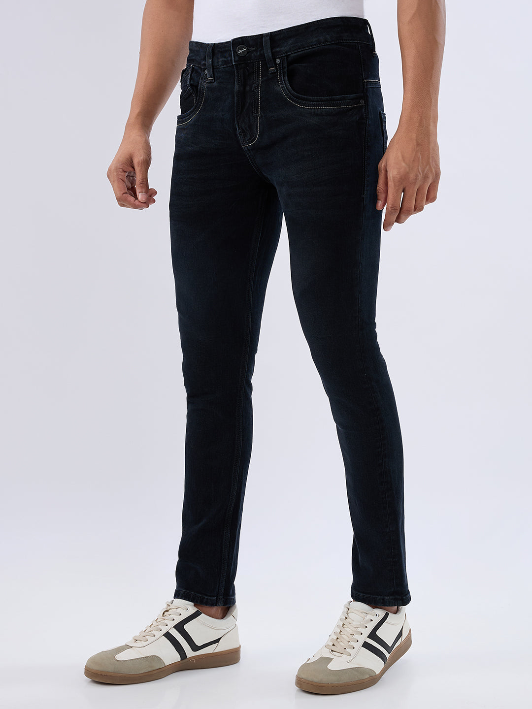 Spykar Black Slim Fit Low Rise Jeans For Men