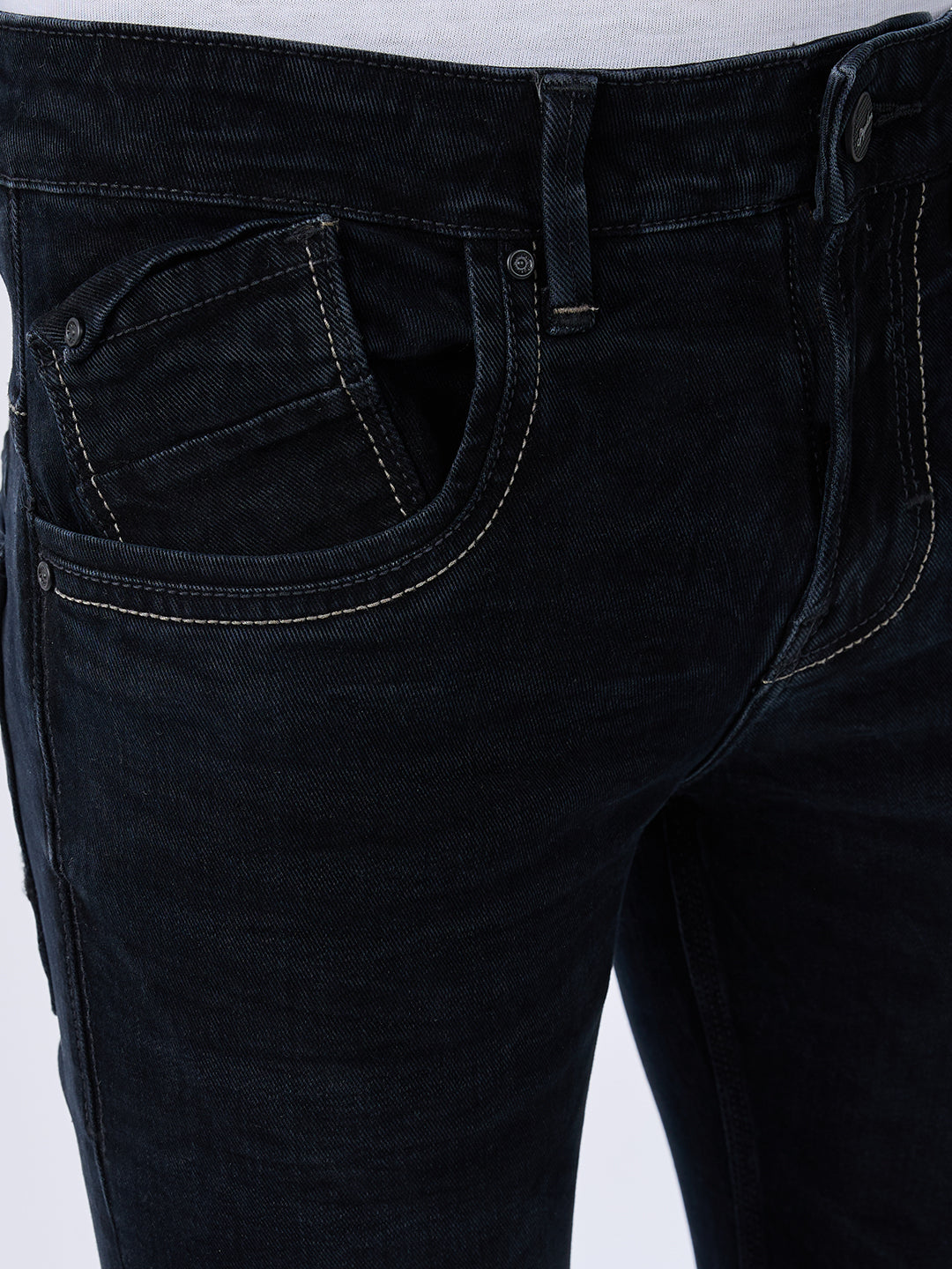 Men Kano Jeans Slim Fit Black Low Rise