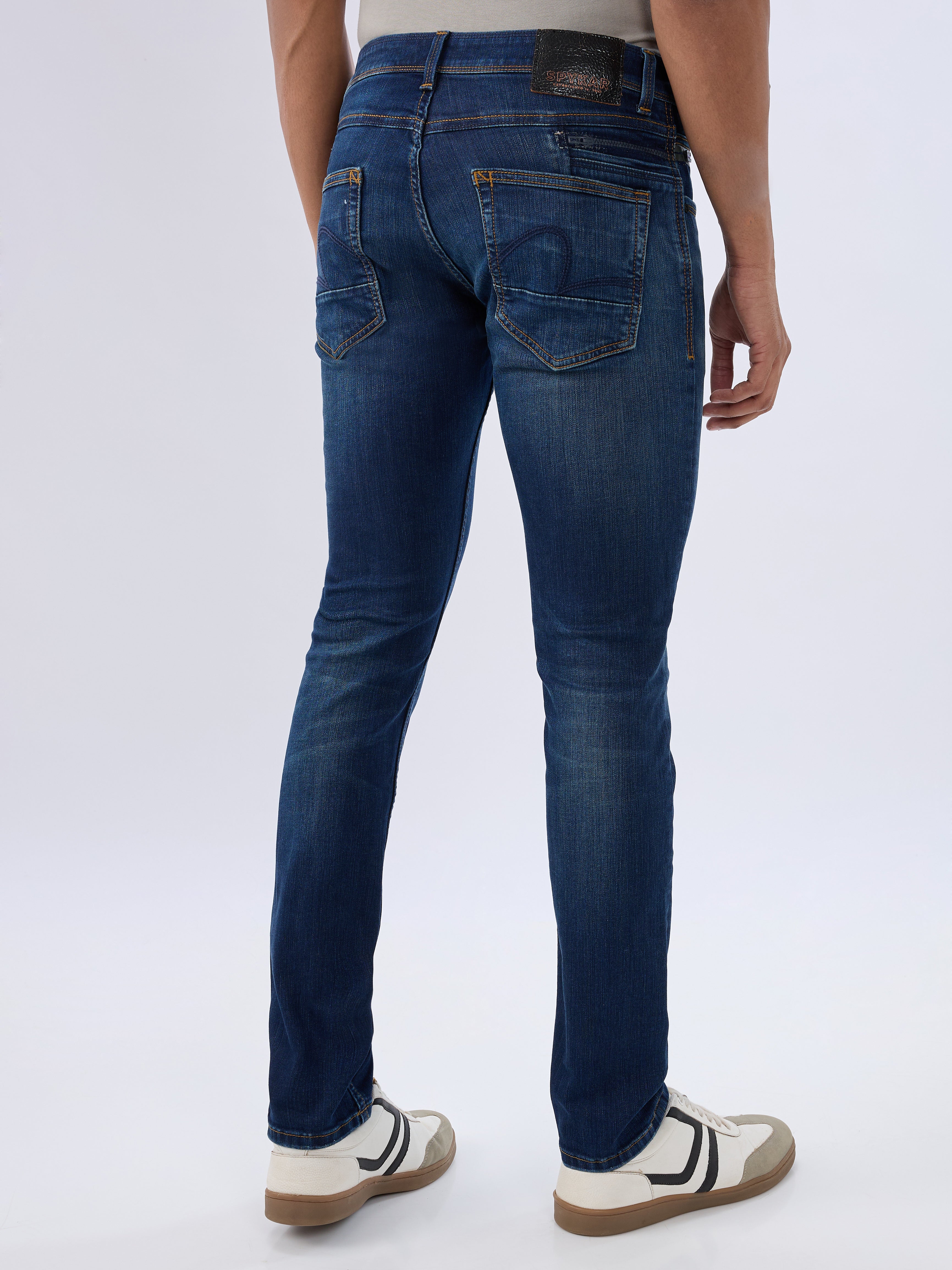 Spykar Dark Blue Slim Fit Low Rise Jeans For Men