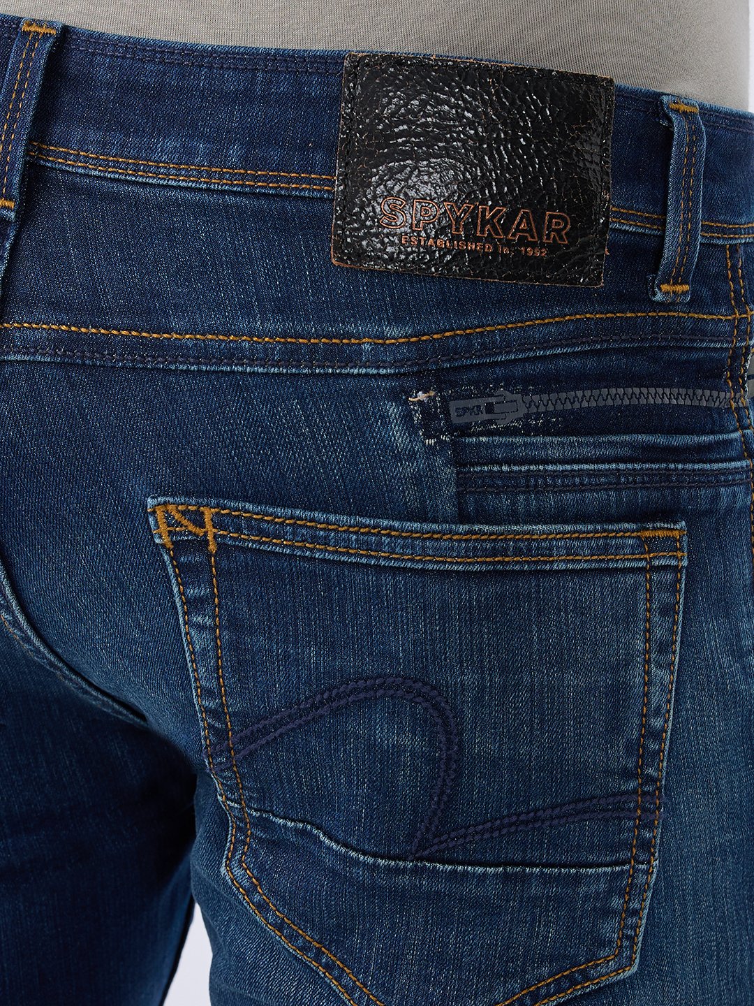 Spykar Dark Blue Slim Fit Low Rise Jeans For Men