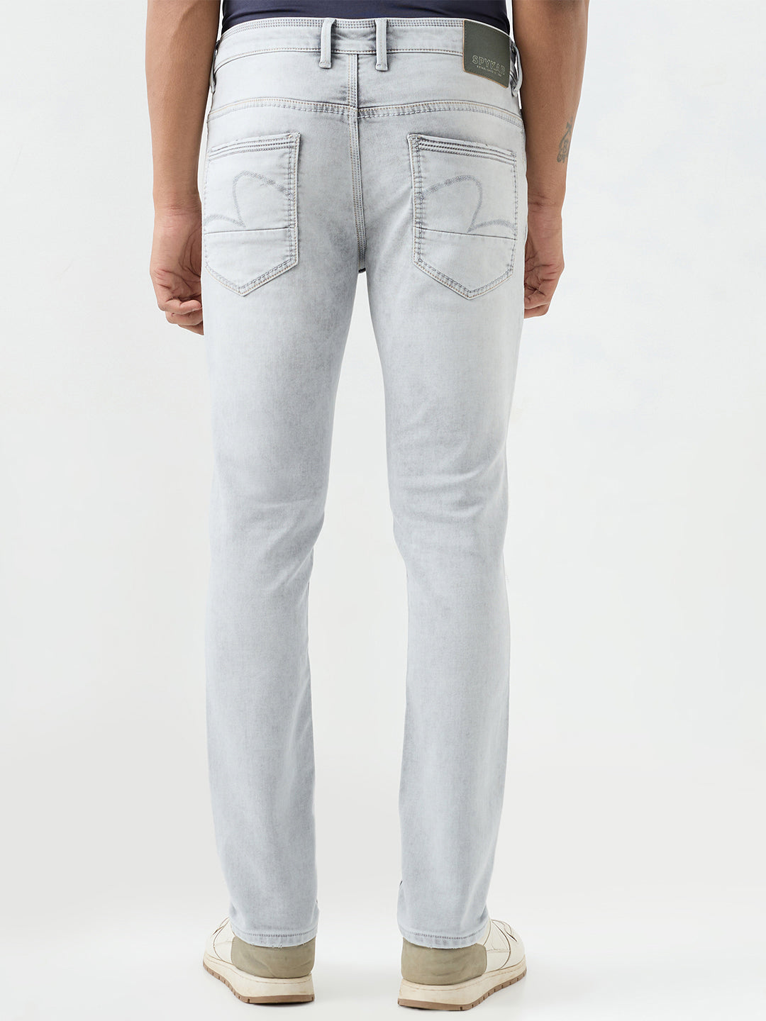 Men Kano Jeans Slim Fit Grey Low Rise