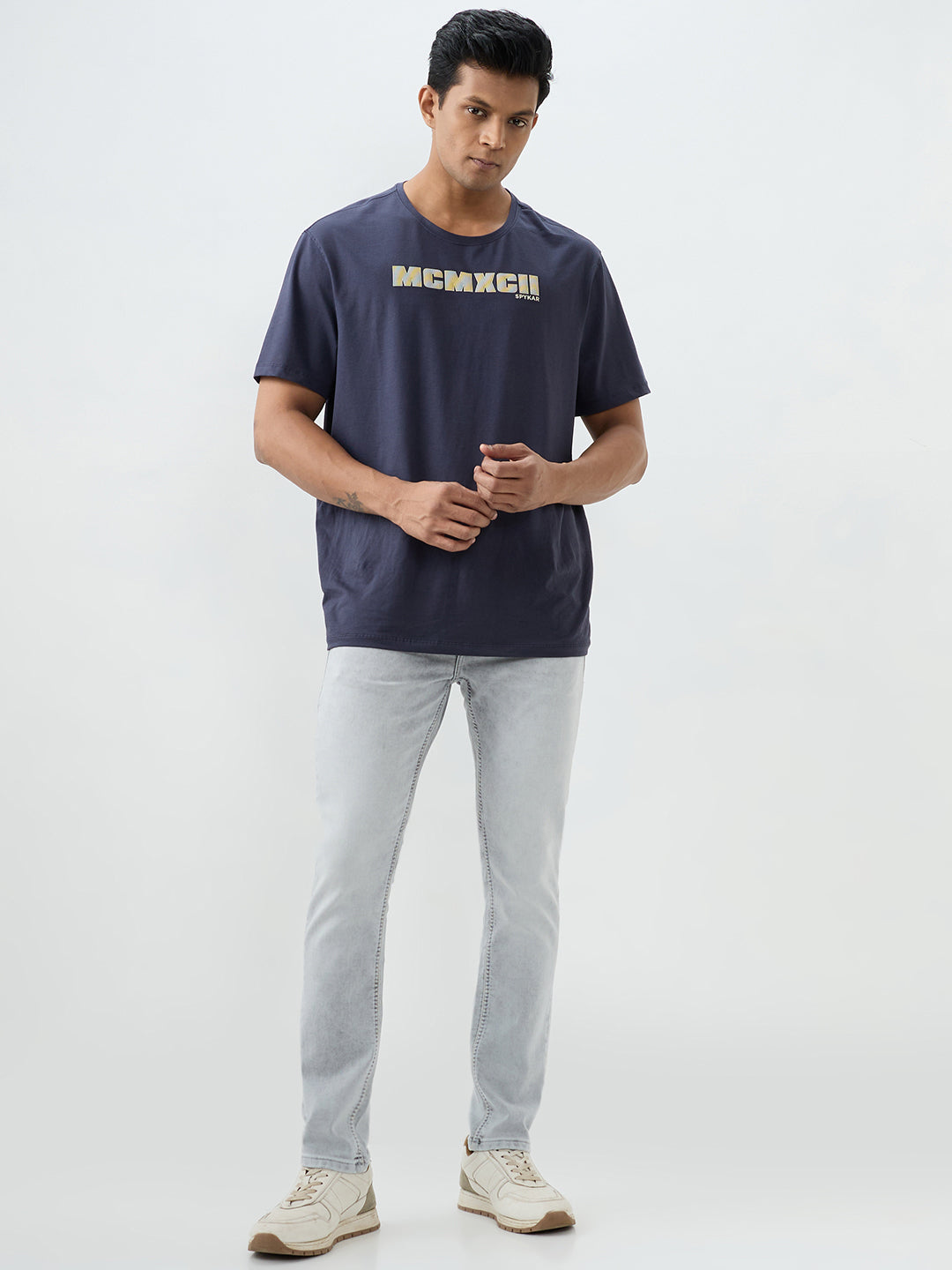 Men Kano Jeans Slim Fit Grey Low Rise