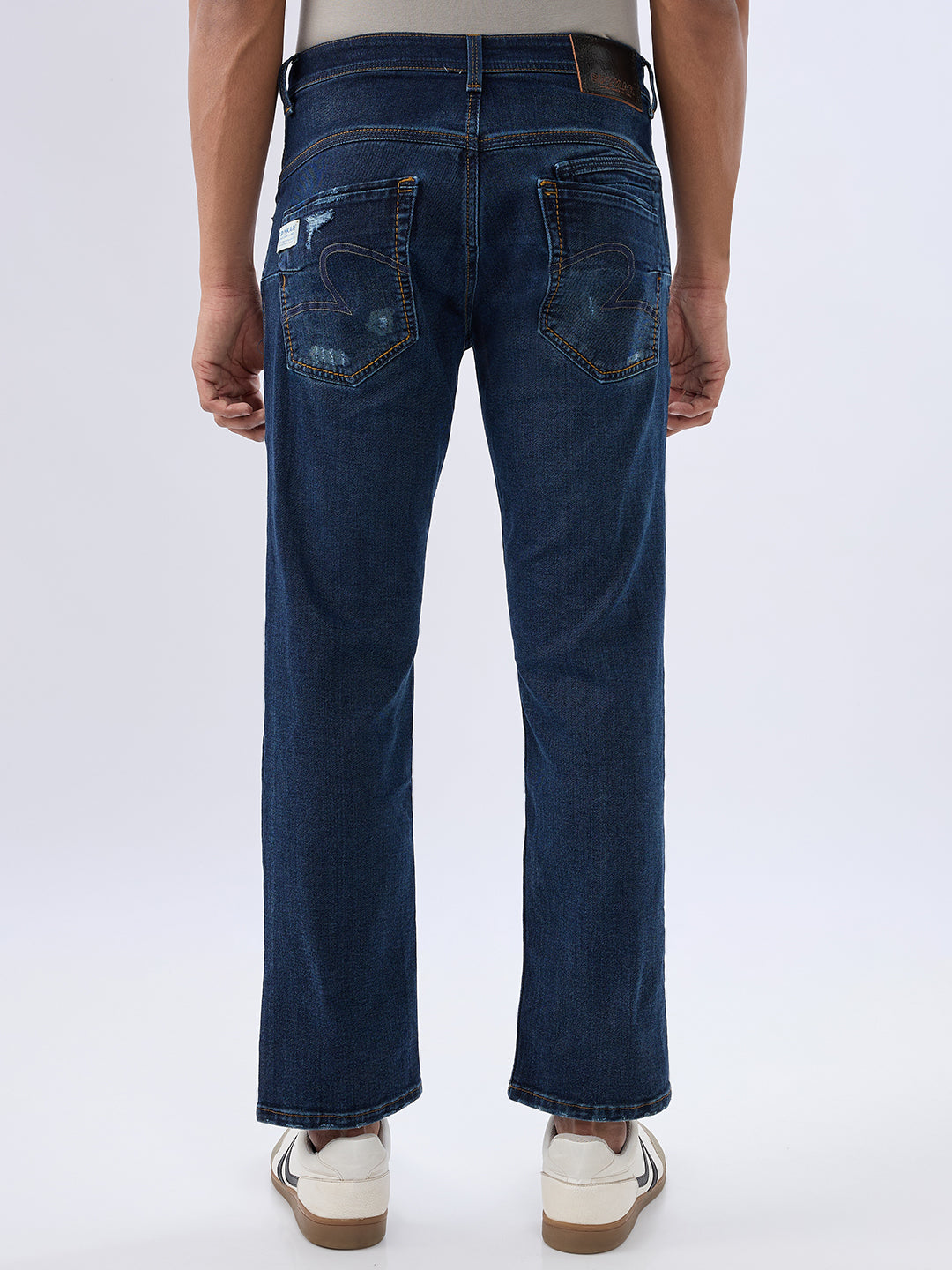 Spykar Dark Blue Comfort Fit Mid Rise Jeans For Men