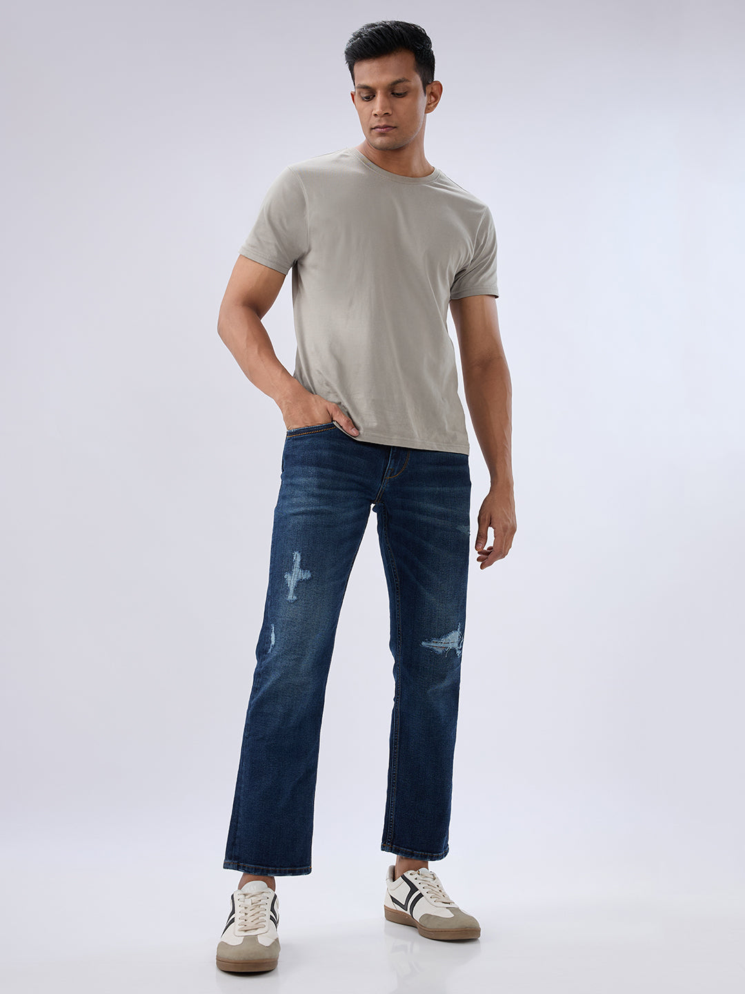 Spykar Dark Blue Comfort Fit Mid Rise Jeans For Men