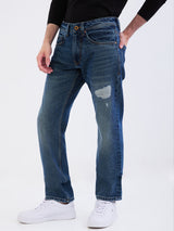 Men Jeans Relaxed Fit Blue Mid Rise