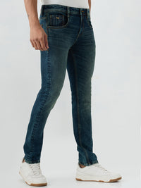 Men Kano Jeans Slim Fit Blue Low Rise