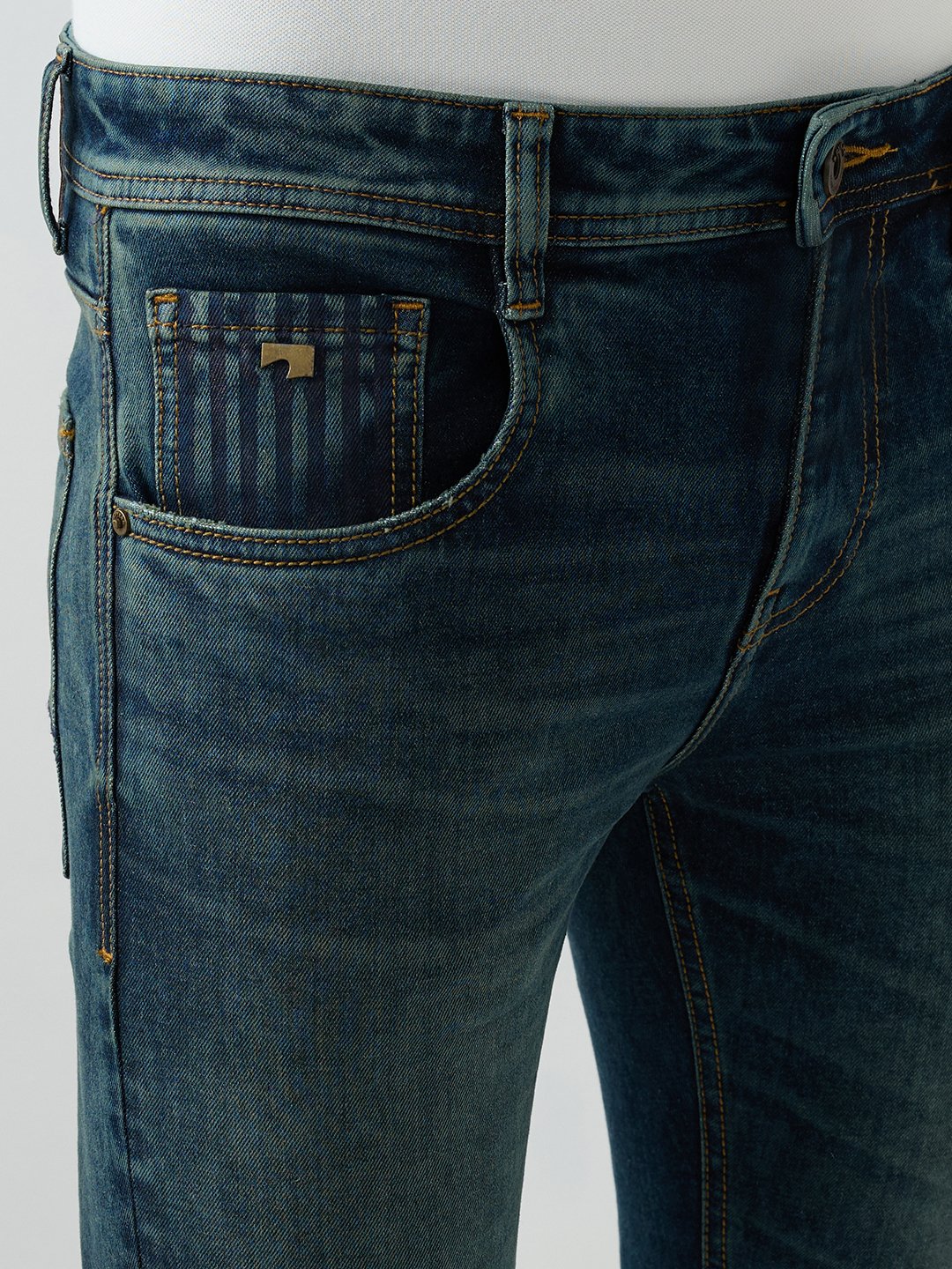 Men Kano Jeans Slim Fit Blue Low Rise