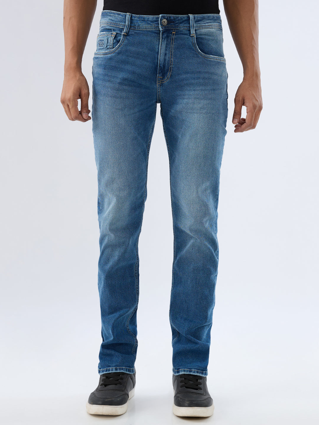 Spykar Mid Blue Comfort Fit Mid Rise Jeans For Men