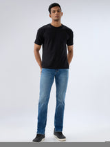 Men Jeans Comfort Fit Blue Mid Rise