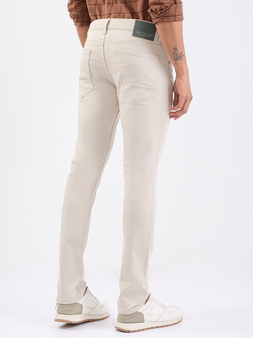 Men Jeans Slim Fit Ivory Low Rise