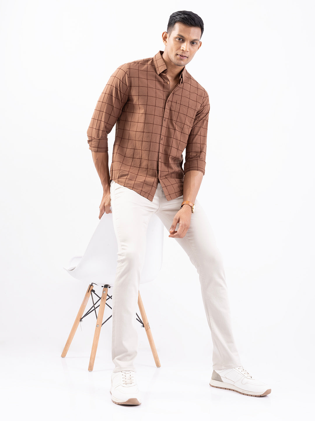 Men Jeans Slim Fit Ivory Low Rise