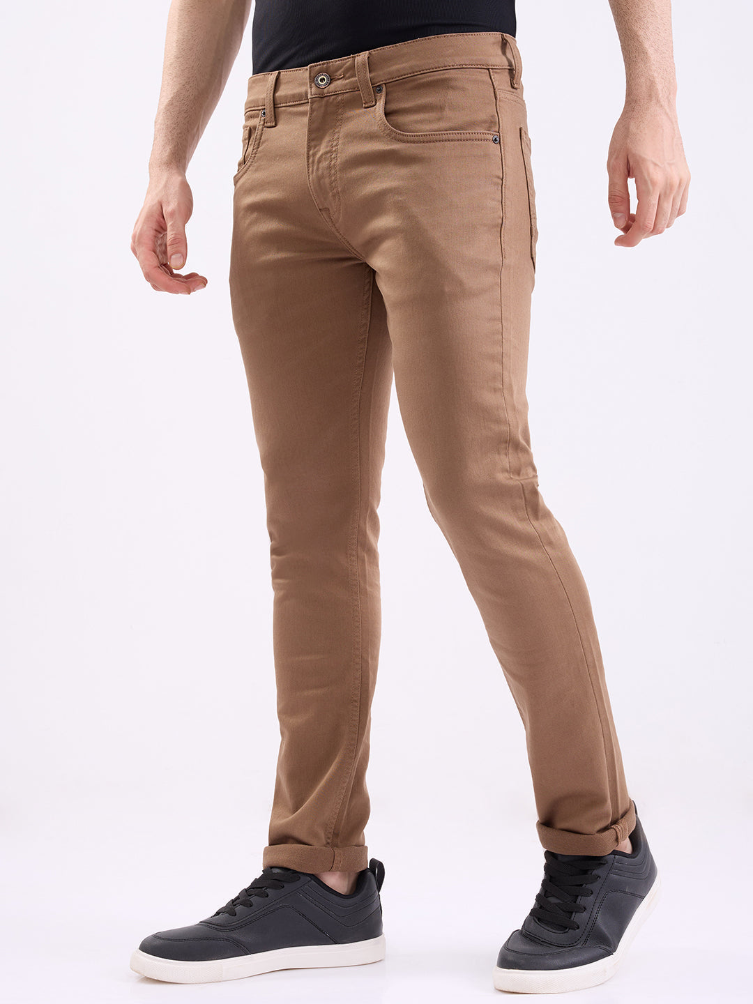 Spykar Mud Brown Low Rise Slim Fit Casual Jeans For Men
