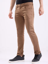 Men Jeans Slim Fit Brown Low Rise