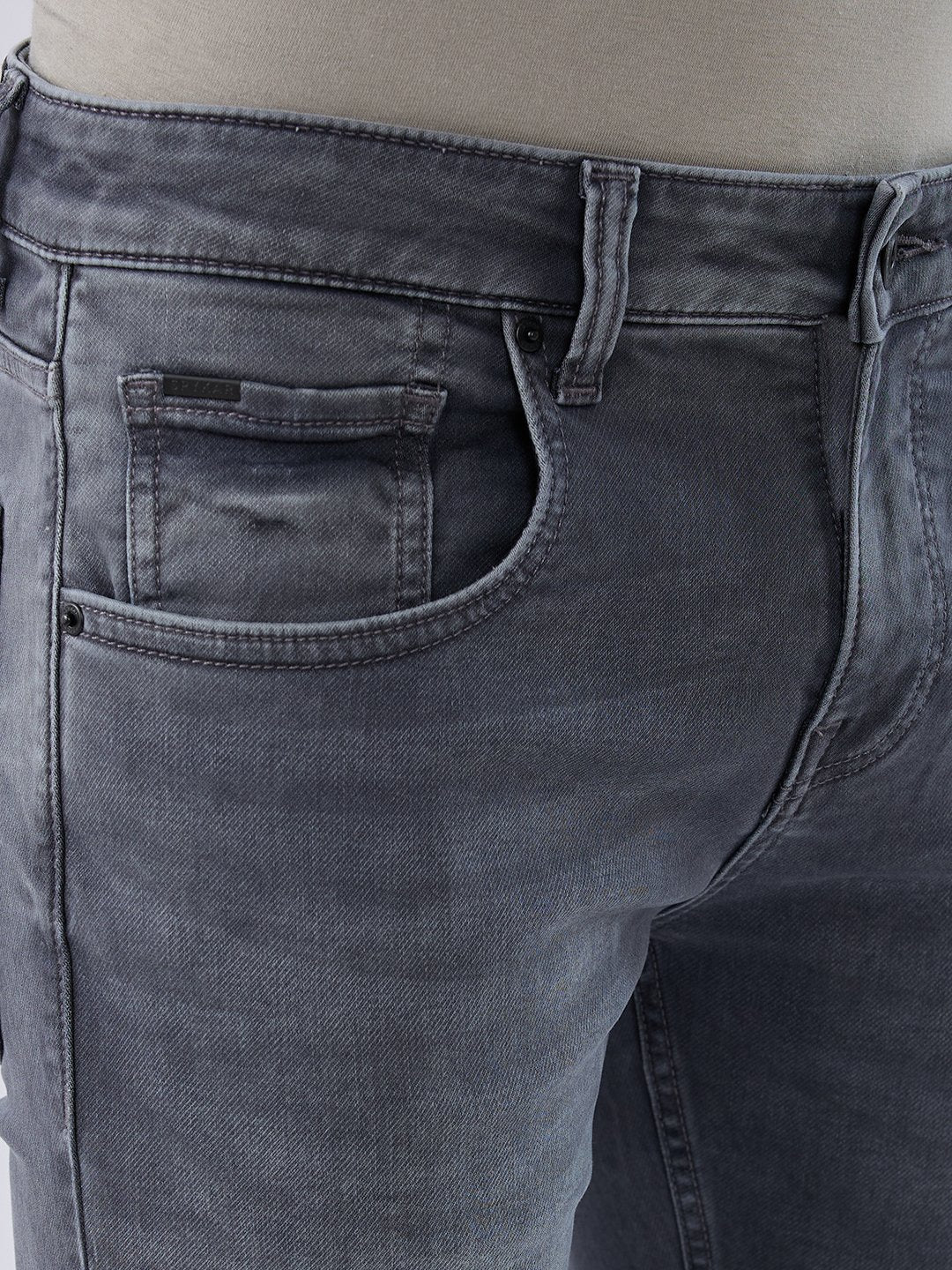 Men Kano Jeans Slim Fit Grey Low Rise