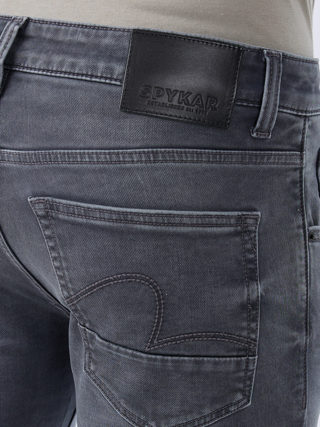 Spykar Grey Slim Fit Low Rise Jeans For Men