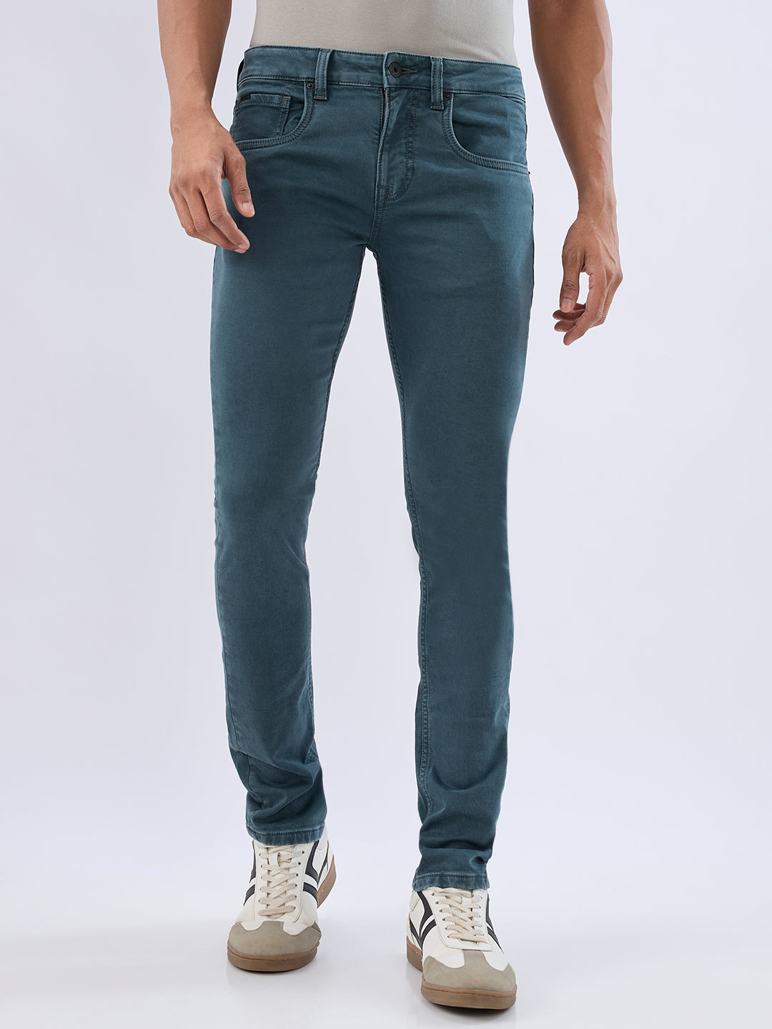 Spykar Sage Green Slim Fit Low Rise Jeans For Men