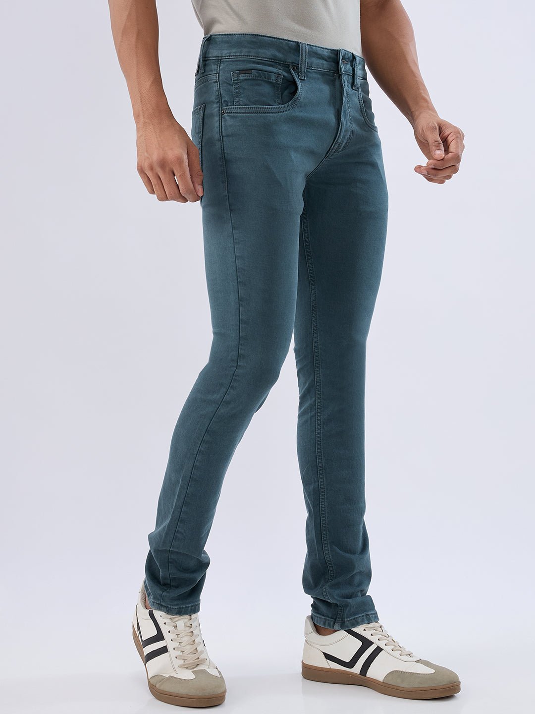 Spykar Sage Green Slim Fit Low Rise Jeans For Men